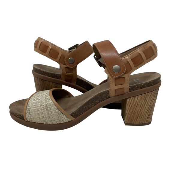 Dansko Debby Sandals Leather Woven Raffia Brown Size 40 Boho Chic Mediterranean - Picture 10 of 15